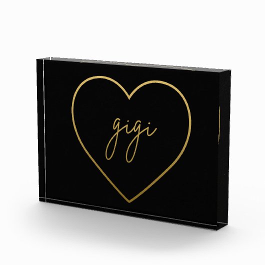 Gigi Elegant Golden Gradient Heart Grandma Gift Fotoblokken (Rechts)