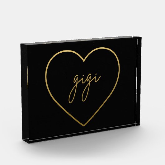 Gigi Elegant Golden Gradient Heart Grandma Gift Fotoblokken (Links)