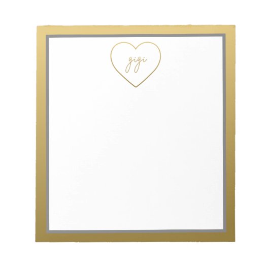 Gigi Elegant Golden Gradient Heart Grandma Gift Notitieblok (Voorkant)