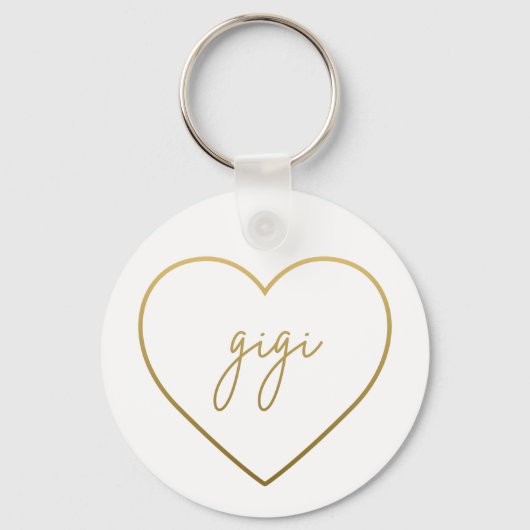 Gigi Elegant Golden Gradient Heart Grandma Gift Sleutelhanger (Voorkant)