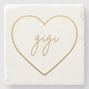 Gigi Elegant Golden Gradient Heart Grandma Gift Stenen Onderzetter