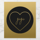Gigi Elegant Golden Gradient Heart Grandma Gift Wijn Etiket (Enkel label)