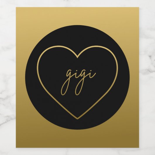 Gigi Elegant Golden Gradient Heart Grandma Gift Wijn Etiket (Enkel label)