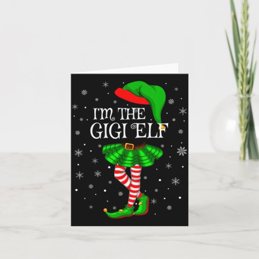 Gigi Elf Christmas Matching Family Women Girls Elf Kaart (Voorkant)