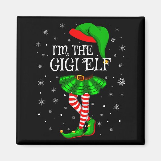 Gigi Elf Christmas Matching Family Women Girls Elf Magneet (Voorkant)