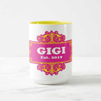 GIGI est 2019 Witte tekst met Heritage Frame Roze Mok