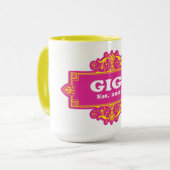 GIGI est 2019 Witte tekst met Heritage Frame Roze Mok (Voorkant links)