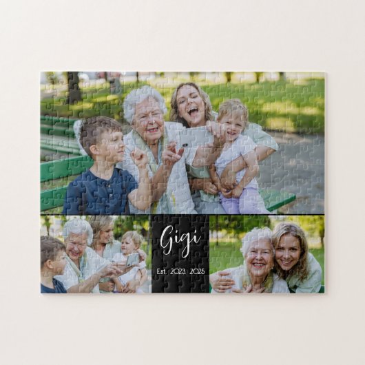 Gigi Established Script Zwart 3 Foto Legpuzzel (Horizontaal)