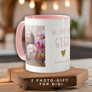 Gigi Grote Oma Kleinkinderen 2 Foto Collage Roze Mok
