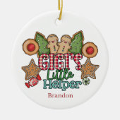 Gigi kleine helper voegt naambericht Kerstmis toe Keramisch Ornament (Voorkant)