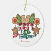 Gigi kleine helper voegt naambericht Kerstmis toe Keramisch Ornament (Links)