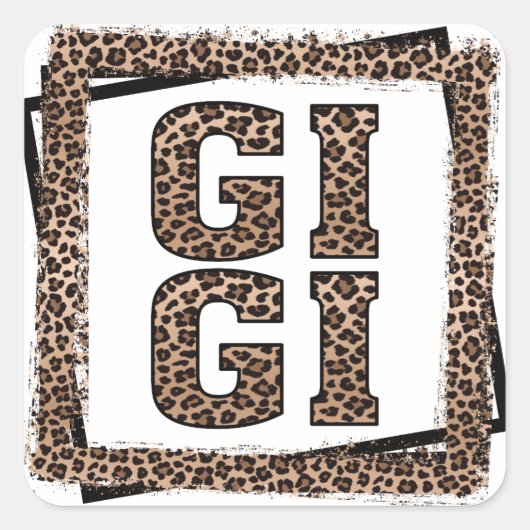 Gigi Leopard Cheetah Lijst Cadeaus voor Oma Vierkante Sticker (Voorkant)