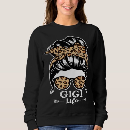 Gigi Life Messy Bun Hair  Gigi Leopard Trui (Voorkant)
