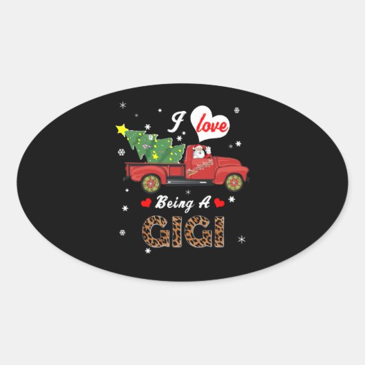 Gigi Lover | Ik hou van een Gigi-kerstboom Ovale Sticker (Voorkant)