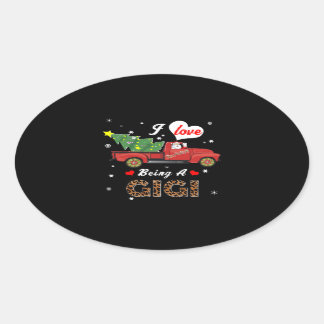 Gigi Lover | Ik hou van een Gigi-kerstboom Ovale Sticker