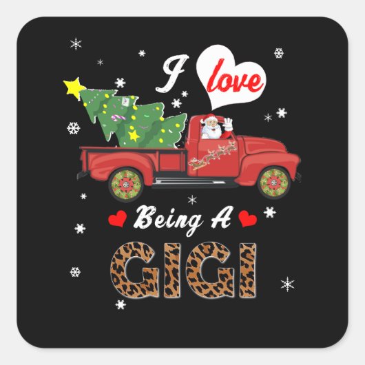 Gigi Lover | Ik hou van een Gigi-kerstboom Vierkante Sticker (Voorkant)