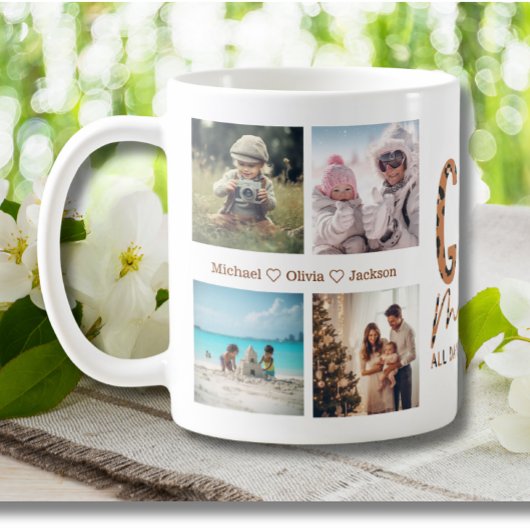 Gigi-modus op 8 fotocollage oma luipaard afdrukken koffiemok