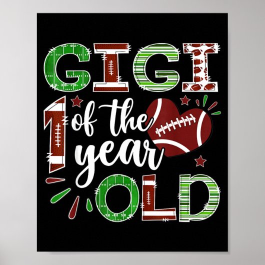Gigi Of The 1 Year Old Football First Birthday Boy Poster (Voorkant)