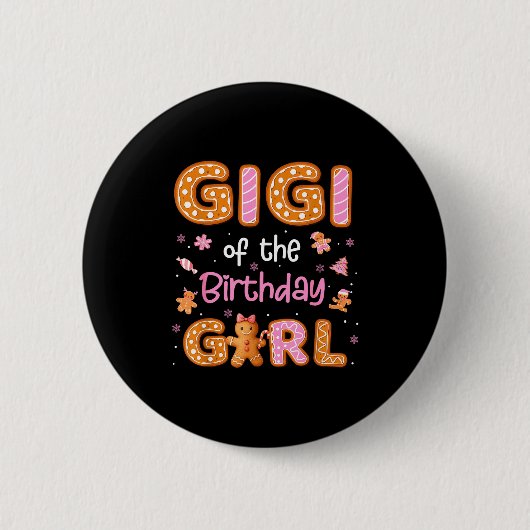 Gigi Of The Birthday Girl Gingerbread Family Chris Ronde Button 5,7 Cm (Voorkant)