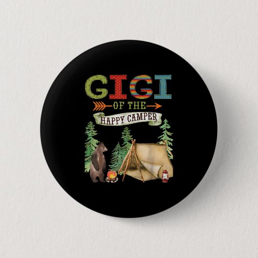 Gigi Of The Happy Camper First Birthday Camng Ronde Button 5,7 Cm (Voorkant)