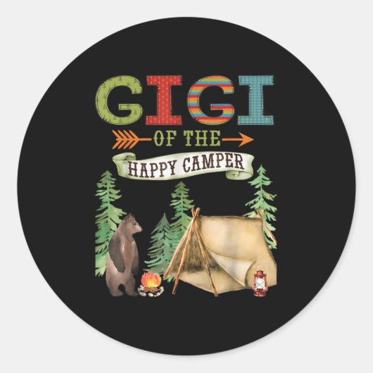 Gigi Of The Happy Camper First Birthday Camng  Ronde Sticker (Voorkant)