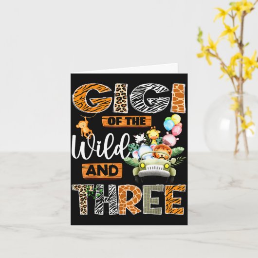 Gigi Of The Wild And Three 3rd Birthday Boy Safari Kaart (Gele Bloem)