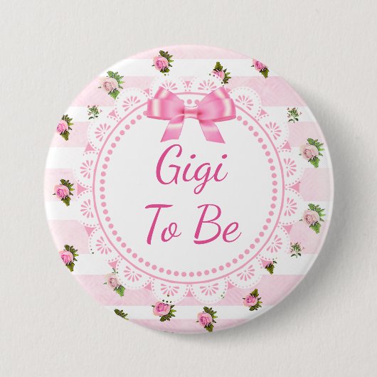 Gigi om Baby shower Button roze rozen te zijn (Voorkant)