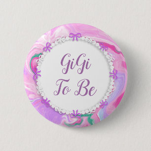 Gigi om Baby shower roze en Paars te zijn Ronde Button 5,7 Cm