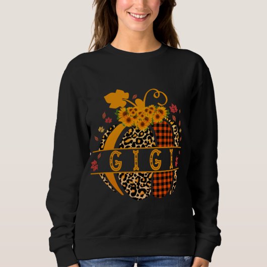 Gigi Pumpkin Leopard Print Sunflower Buffalo Play Trui (Voorkant)