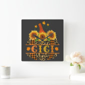 GiGi Pumpkin Leopard Print Sunflower Buffalo Play Vierkante Klok (Huis)