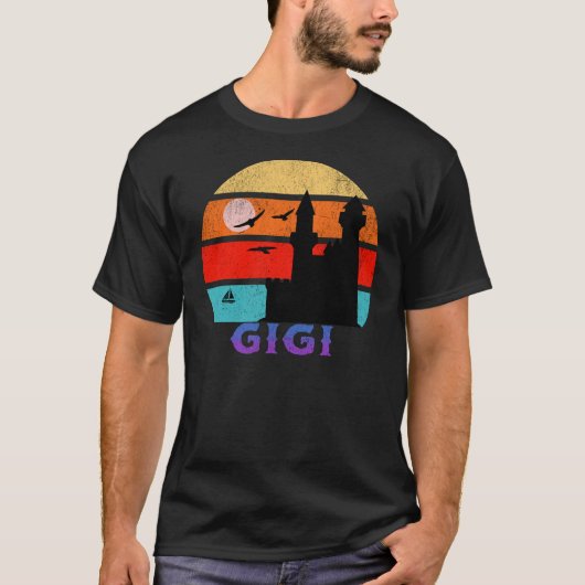 Gigi Retro Sunset Ocean Opa T-shirt (Voorkant)