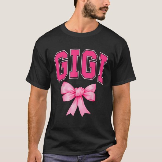 Gigi Roze Coquette Boog Moederdag Matching Familie T-shirt (Voorkant)