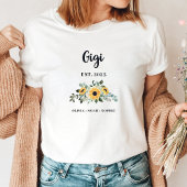 Gigi |  rustieke zonnebloem en namen t-shirt