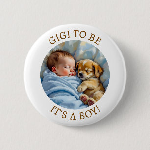 Gigi to be Baby shower van de jongen Ronde Button 5,7 Cm