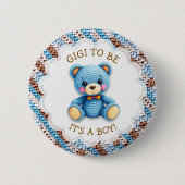 Gigi To Be | Crochet Teddy Bear Baby Shower  Ronde Button 5,7 Cm (Voorkant)