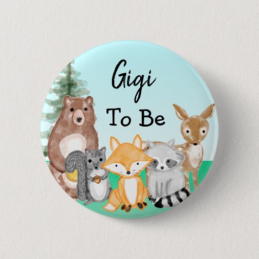 Gigi To Be Woodland Creaters Baby shower Ronde Button 5,7 Cm (Voorkant)