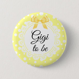 Gigi to be Yellow Polka Dot Shower Button