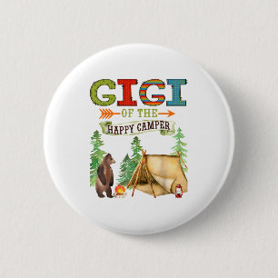 Gigi van de Happy Camper eerste verjaardag Camng  Ronde Button 5,7 Cm