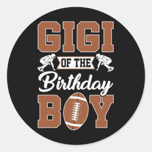 Gigi van de verjaardag Boy Football Party Family M Ronde Sticker