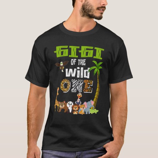 Gigi van de Wild One Zoo thema 1e verjaardagsfeest T-shirt (Voorkant)