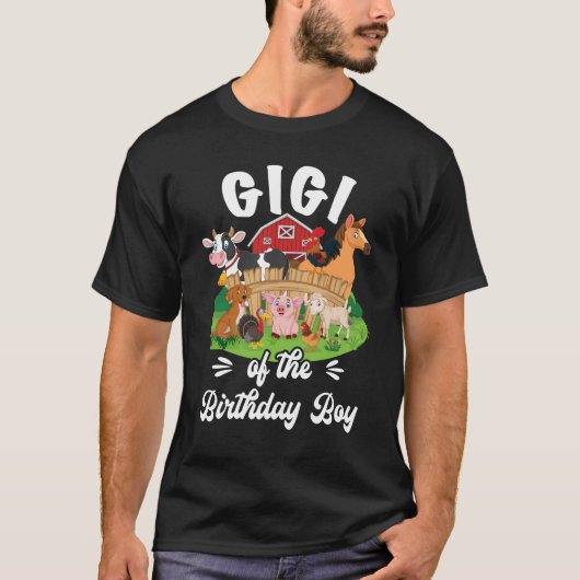 Gigi van het verjaardagsjongensfeest Koe Boerderij T-shirt (Voorkant)