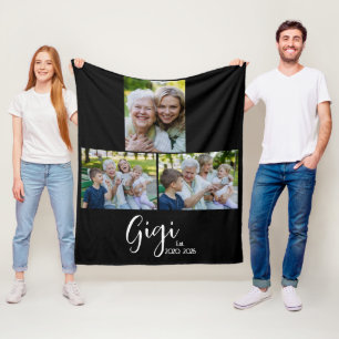 Gigi Vast Script Zwart 3 Foto Fleece Deken