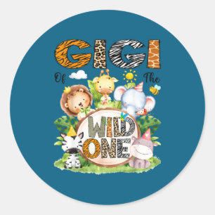 Gigi Wild 1e verjaardag Safari Ronde Sticker
