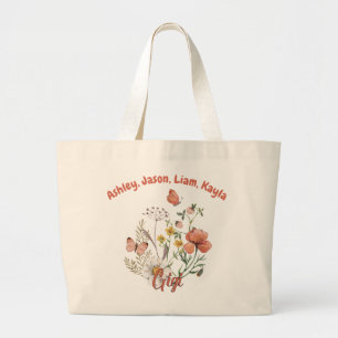 Gigi Wildflower Floral Aangepast Grote Tote Bag
