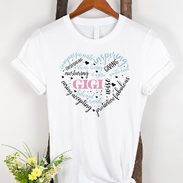 Gigi Word Cloud Pink Heart Grandma T-shirt