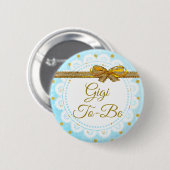 Gigi wordt Baby shower Blue & Gold Button (Voorkant /achterkant)