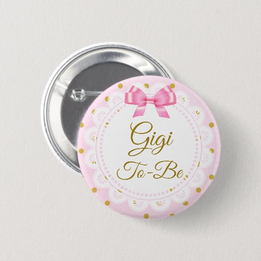 Gigi wordt Baby shower roze en gouden Button (Voorkant /achterkant)