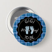 GIGI wordt Blue Plaid Baby shower knop Ronde Button 7,6 Cm (Voorkant /achterkant)