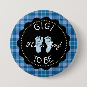 GIGI wordt Blue Plaid Baby shower knop Ronde Button 7,6 Cm