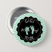 Gigi wordt Green Chevron Baby shower-knop Ronde Button 7,6 Cm (Voorkant /achterkant)